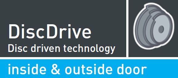Disc drive technology for rigid roll up door